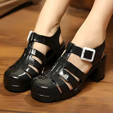 Transparente Plateau Blockabsatz Sandalen