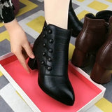 Moderne High-Heeled Leder Stiefeletten