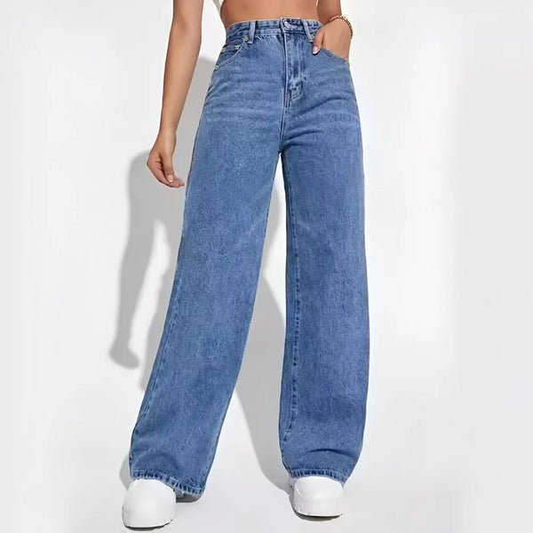 Damen Mid-Waist Straight-Leg Jeans