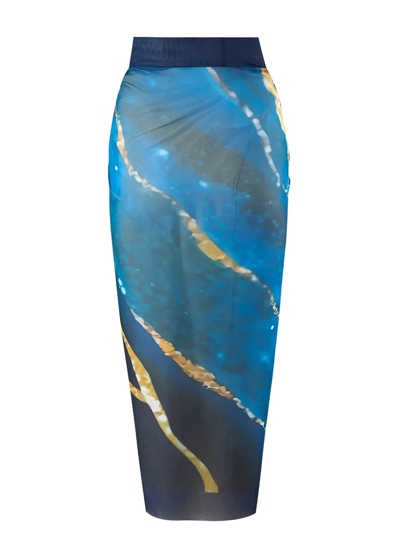 Zweiteiliges Bikini-Set mit tropischem Print und passendem Sarong