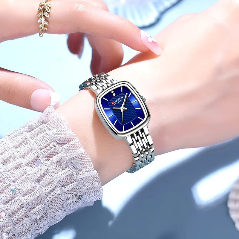 Damen Klassische Quadrat-Zifferblatt Uhr