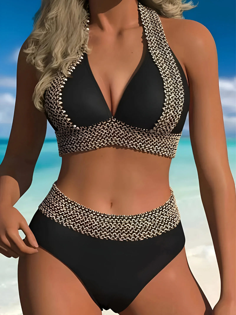 Verstellbares hoch tailliertes zweiteiliges Bikini-Set