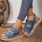 Schicke Plateau-Sandalen mit Doppel-Schnalle