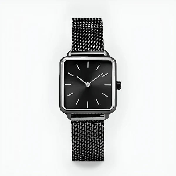 Quadrat Zifferblatt Quarz Mesh Uhr – Minimalistische Edelstahl Uhr