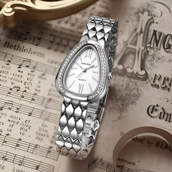 Kristall-Akzent Oval Armband Uhr