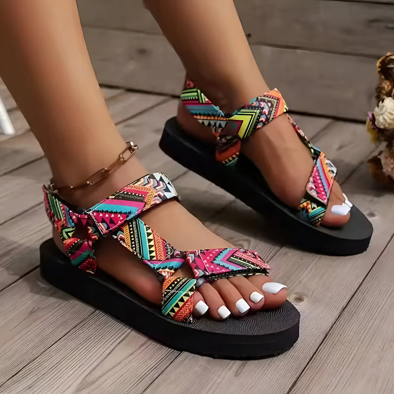 Bunte Sommer-Flachsandalen für Damen