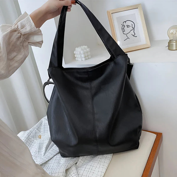 Vintage Schulter-Tote-Handtasche aus weichem PU-Leder