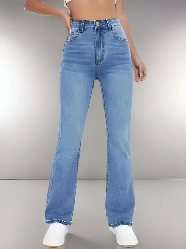 Damen High-Waist Light Wash Denim Jeans