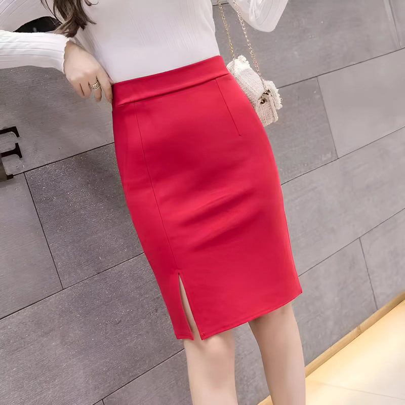 High-Waist Slim Fit Schlitzrock