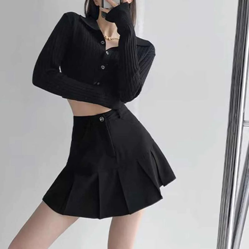 Vintage High-Waist Falten-Minirock