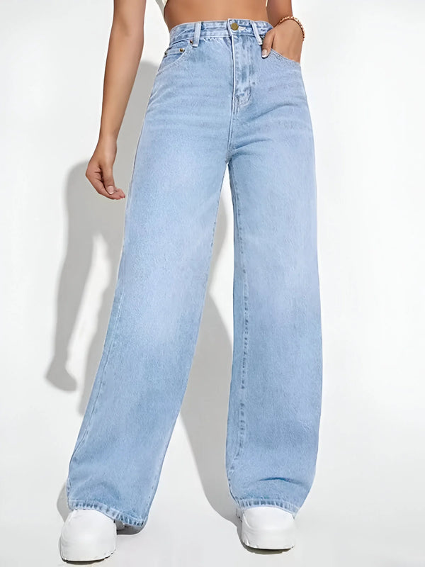 Damen Mid-Waist Straight-Leg Jeans