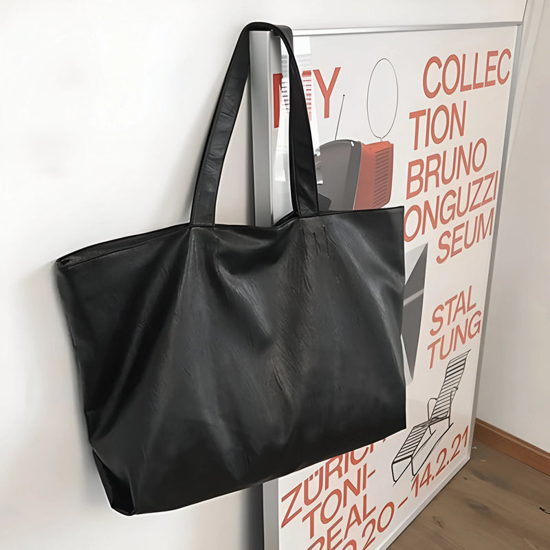 Damen Übergroße Weiche Schultertasche aus Leder