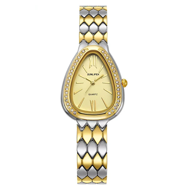 Kristall-Akzent Oval Armband Uhr