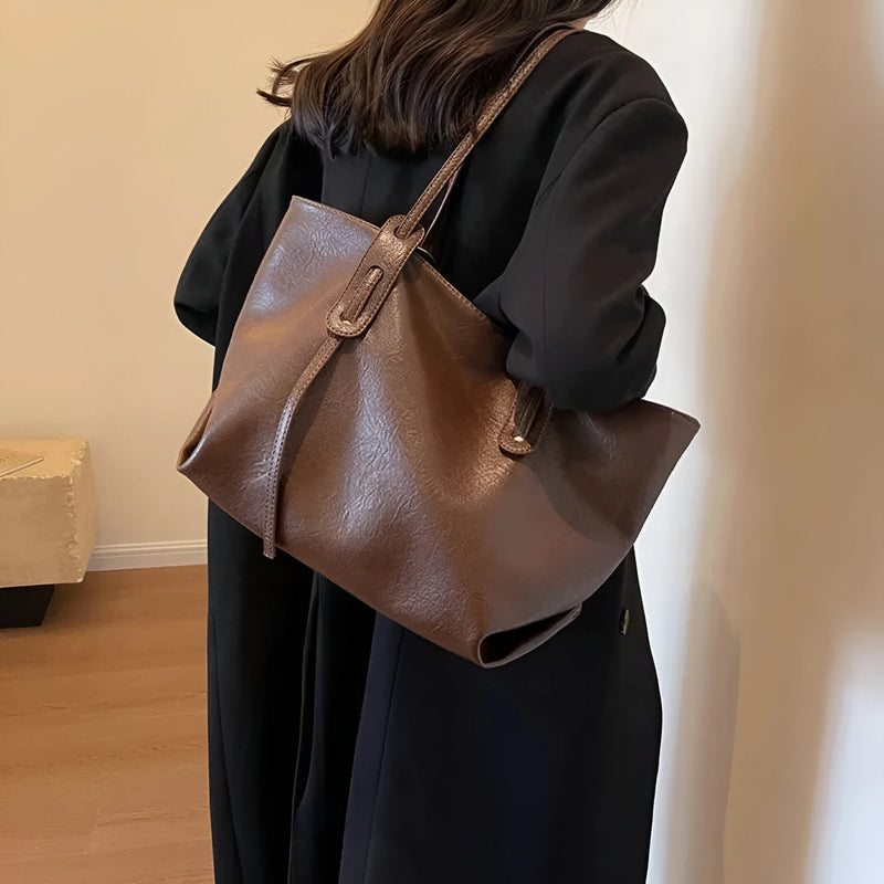 Damen Stilvolle Schulterhandtasche aus Leder