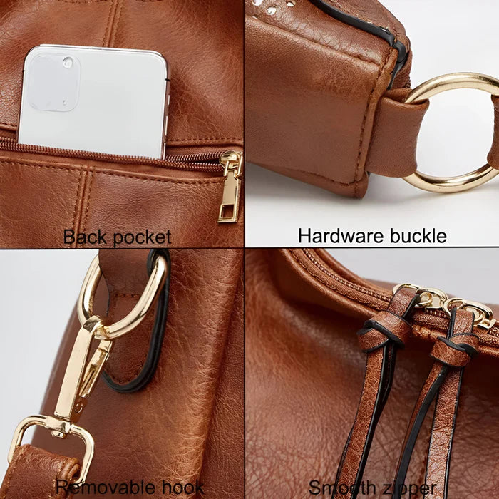 2-teiliges Set: Damen-Shopper & Crossbody-Tasche aus Leder