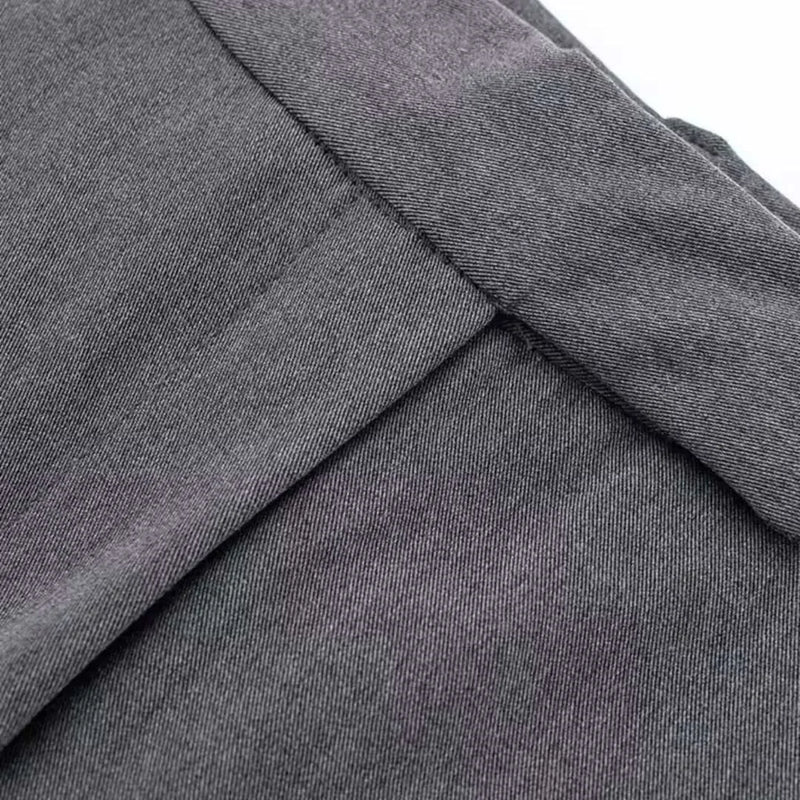Damen High-Waist Vintage Reißverschluss-Hose