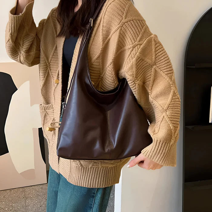 Vintage Schultertasche aus weichem Leder für Damen