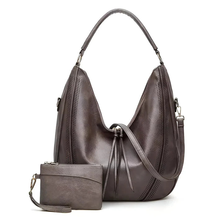 2-teiliges Set: Damen-Shopper & Crossbody-Tasche aus Leder