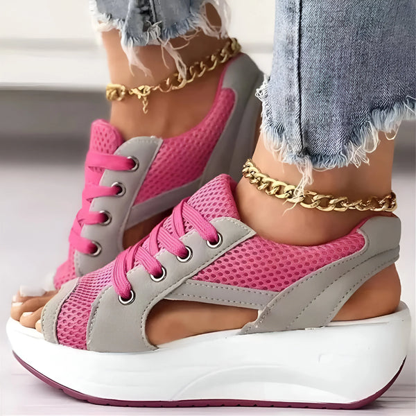 Damen Schnür-Platform Muffin Sandalen