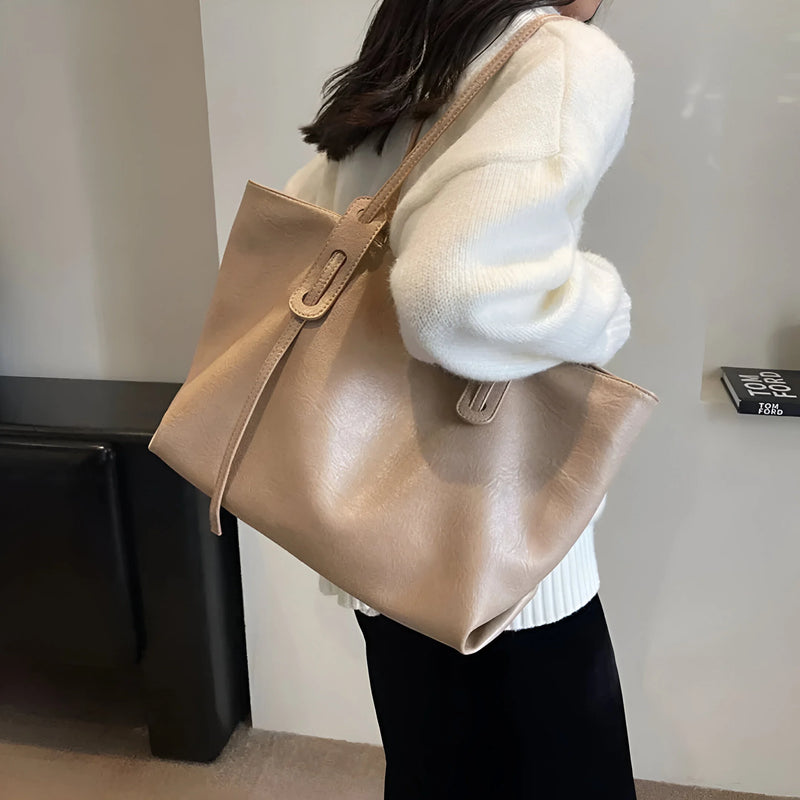 Damen Stilvolle Schulterhandtasche aus Leder
