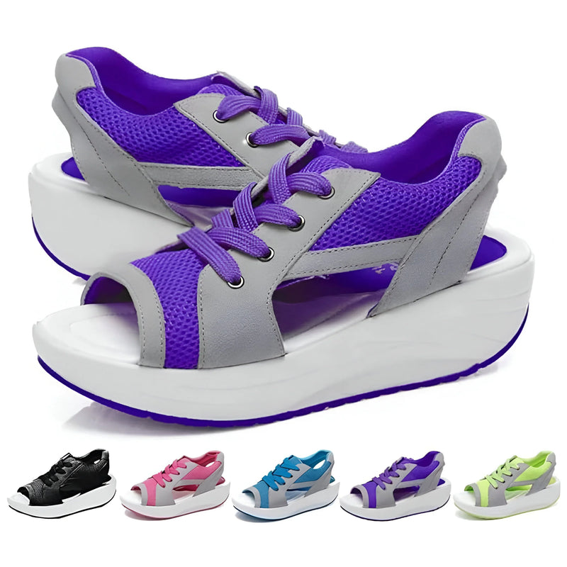 Damen Schnür-Platform Muffin Sandalen