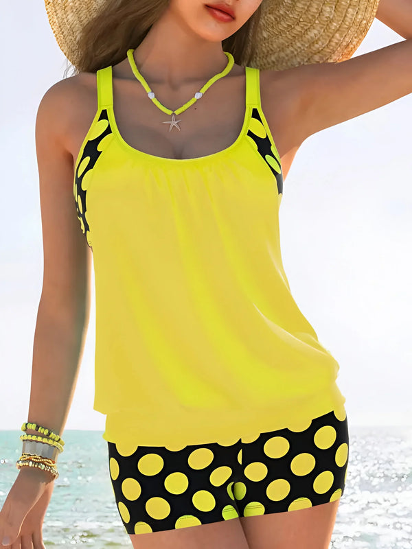 Zweiteiliges Tankini-Set mit Polka-Dots