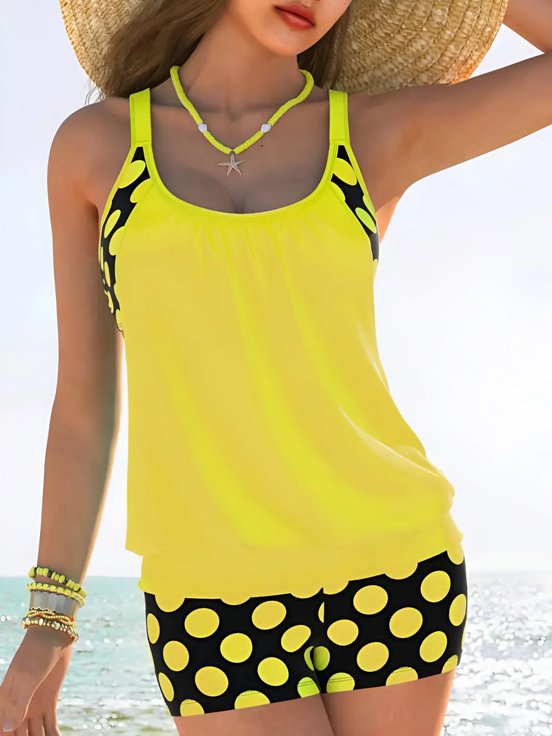 Zweiteiliges Tankini-Set mit Polka-Dots