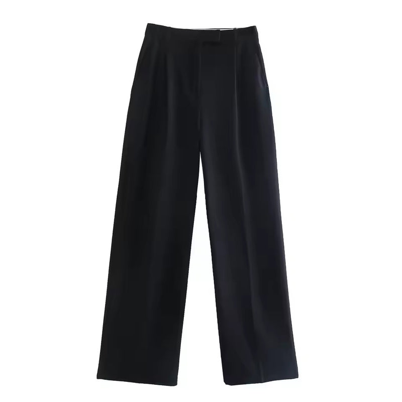 Damen High-Waist Vintage Reißverschluss-Hose