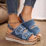 Schicke Plateau-Sandalen mit Doppel-Schnalle