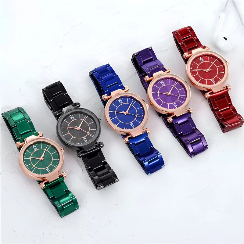 Damen Vielseitige Edelstahl Quarz Uhr
