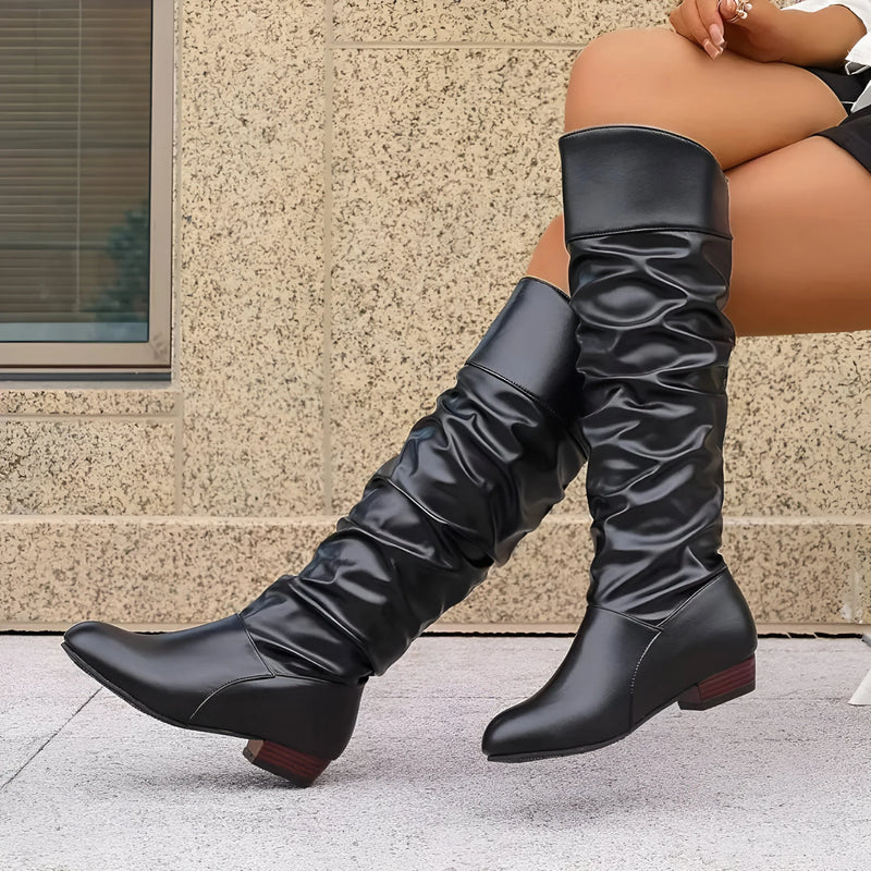 Damen Kniehohe Lederstiefel