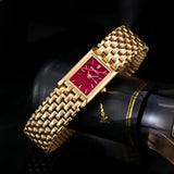 Damen Stylische Quadrat Gold Uhr