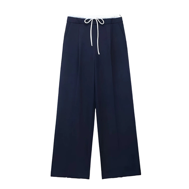 Damen High-Waist Lace-Up Straight-Hose