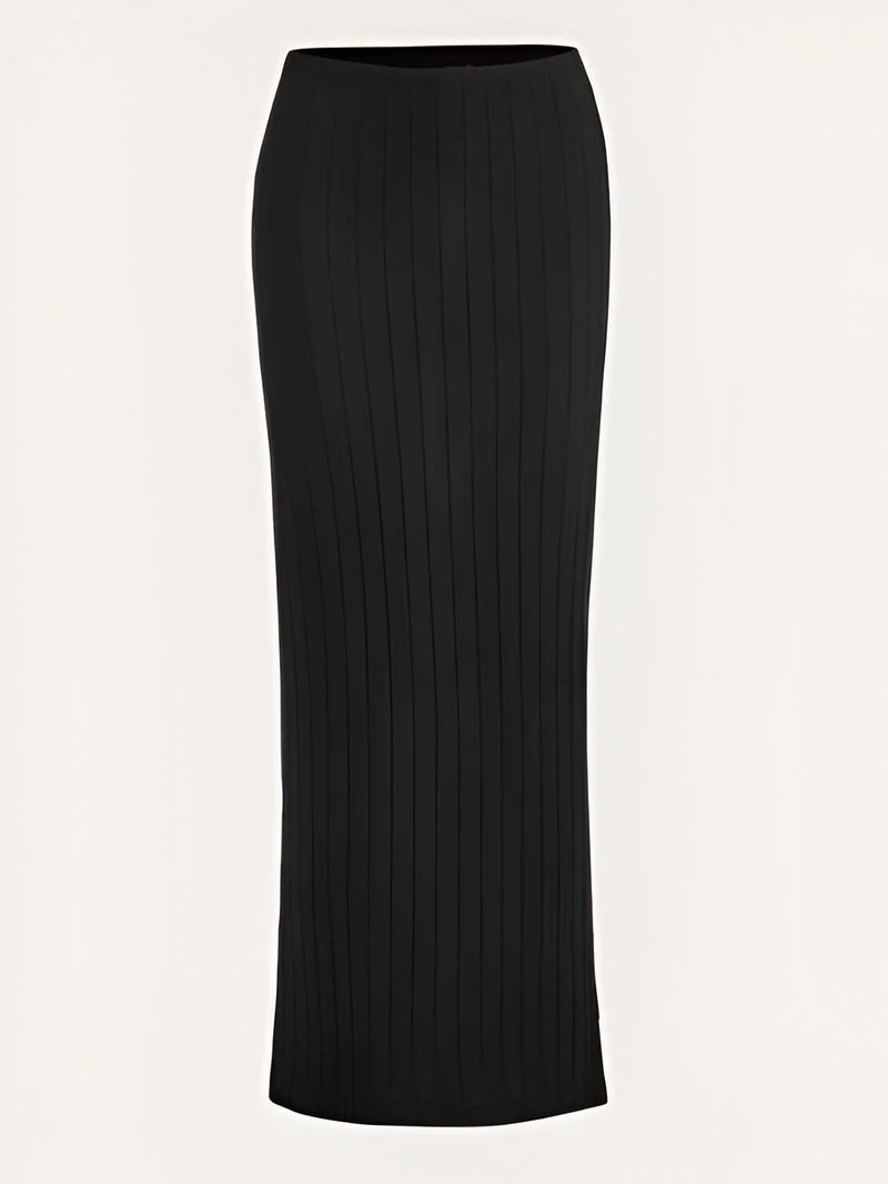 Damen High-Waist Rippstrick Bleistiftrock