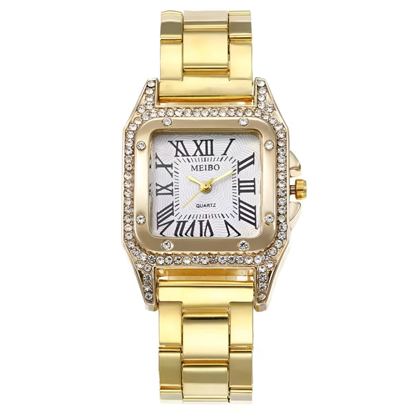 Damen Quadrat & Verstellbares Armband Quarz Uhr