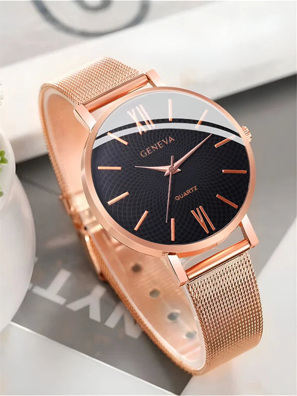 Runde Mesh Quarz Uhr