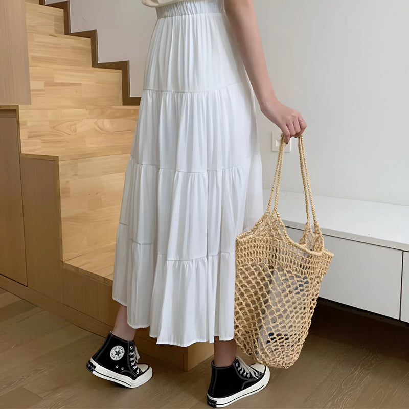 Damen High-Waist Chiffon A-Linien Rock