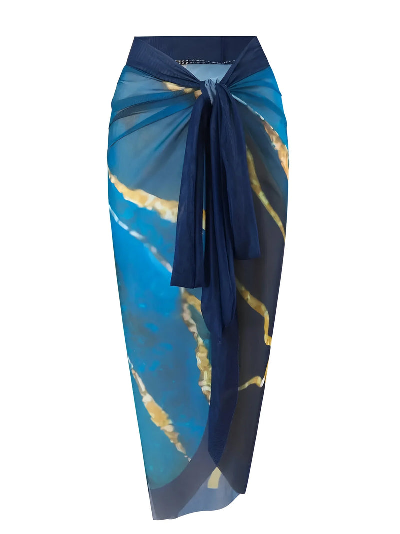 Zweiteiliges Bikini-Set mit tropischem Print und passendem Sarong