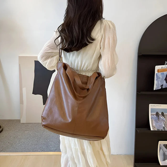 Große Retro-Leder-Tote-Bag für Damen