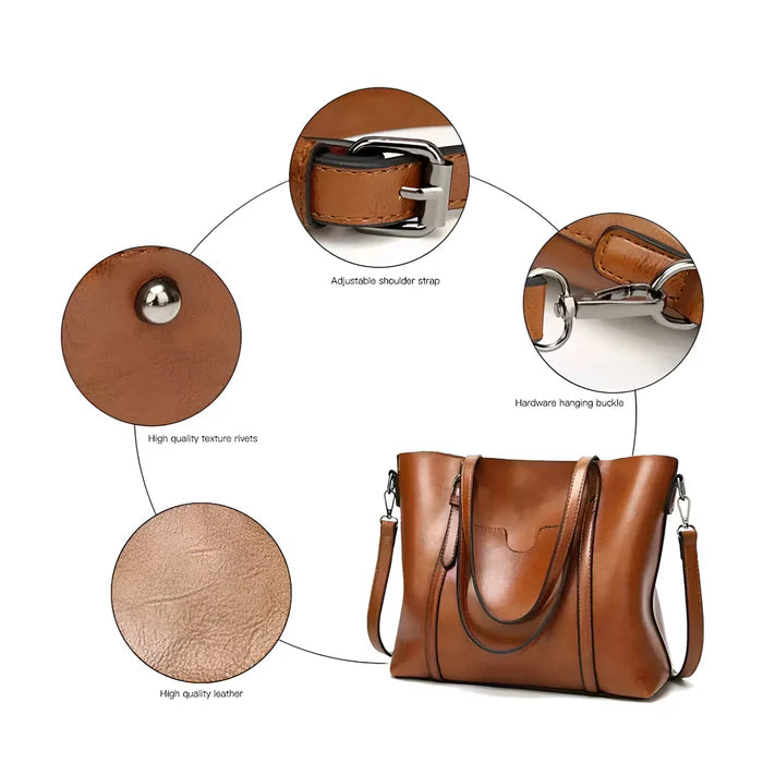 Damen Vintage-Schultertasche aus Leder