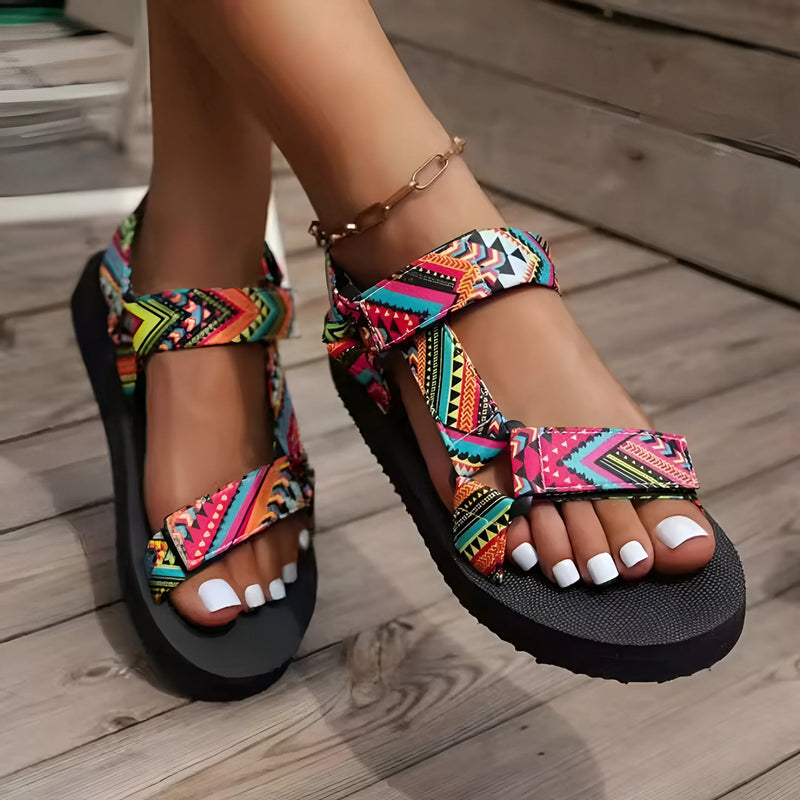 Bunte Sommer-Flachsandalen für Damen