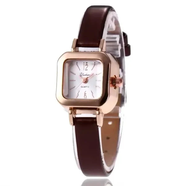 Quadrat Zifferblatt Lederarmband Uhr