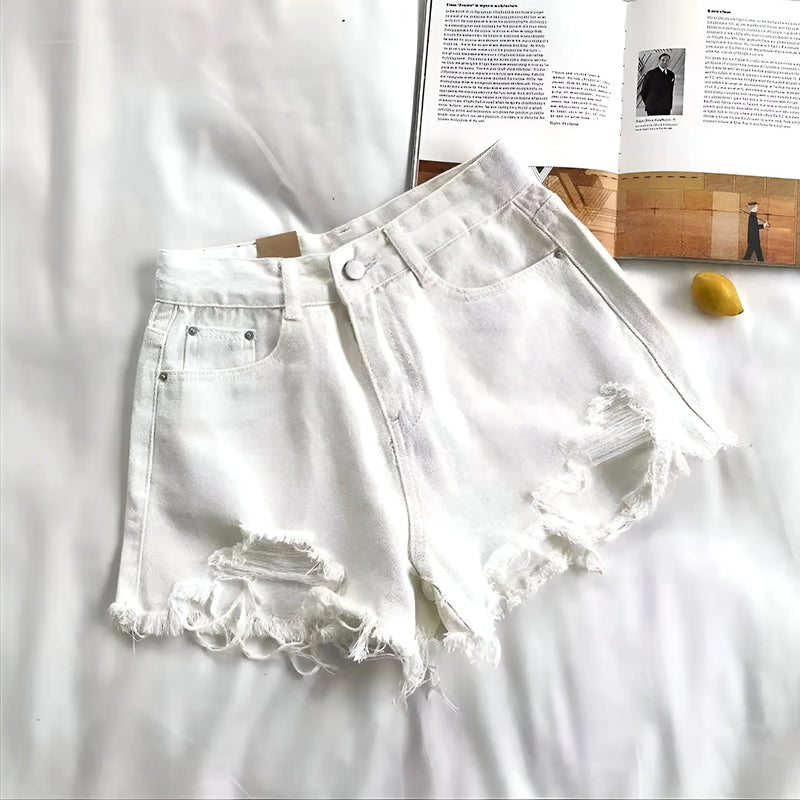 Trendige High-Waist Lässige Ripped Jeans Shorts