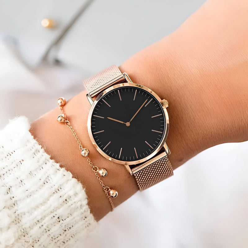 Damen Stylische Mesh Armband Uhr