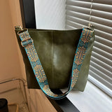 Vintage Leder-Umhängetasche mit breitem Riemen