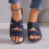 Damen Leder Rundzehen Pantoffeln