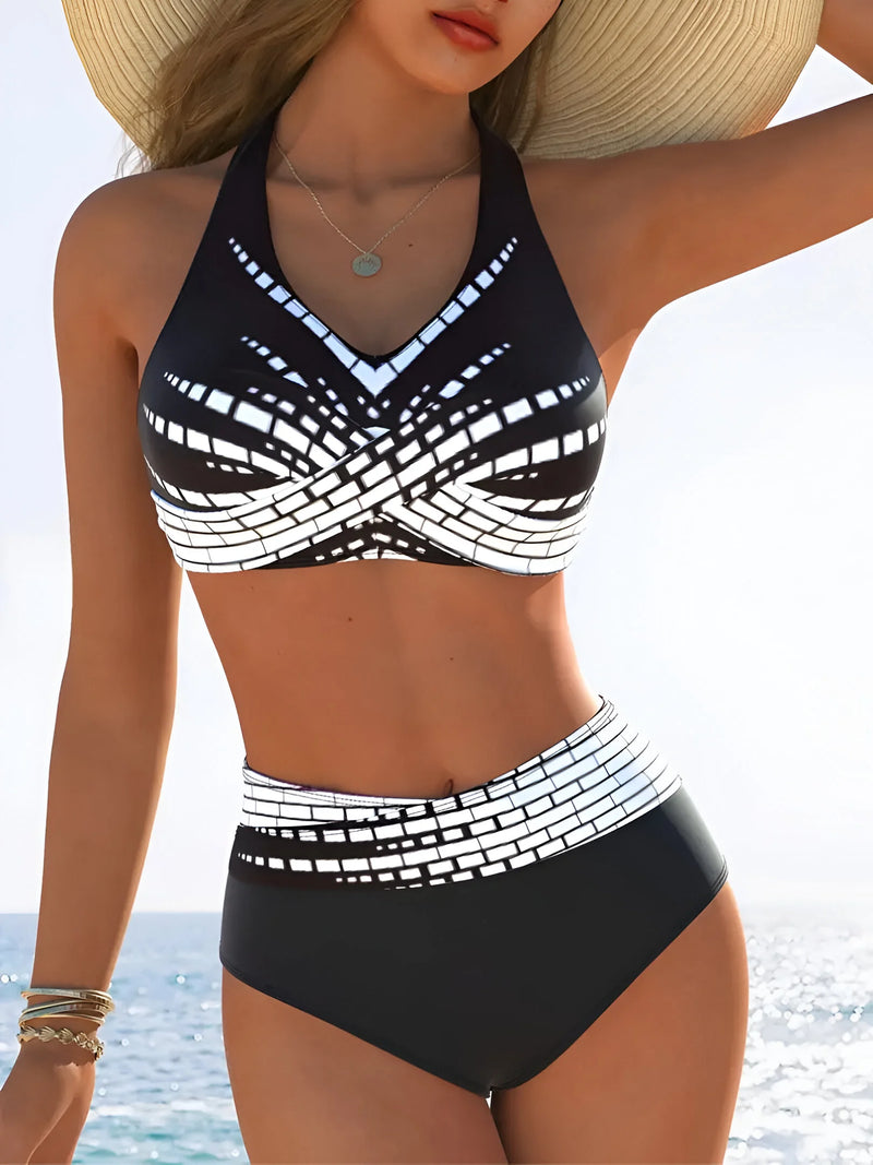 Zweiteiliges Bikini-Set mit geometrischem Muster