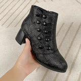 Moderne High-Heeled Leder Stiefeletten