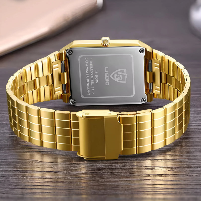 Luxuriöse Quarzuhr in Gold und Weiß