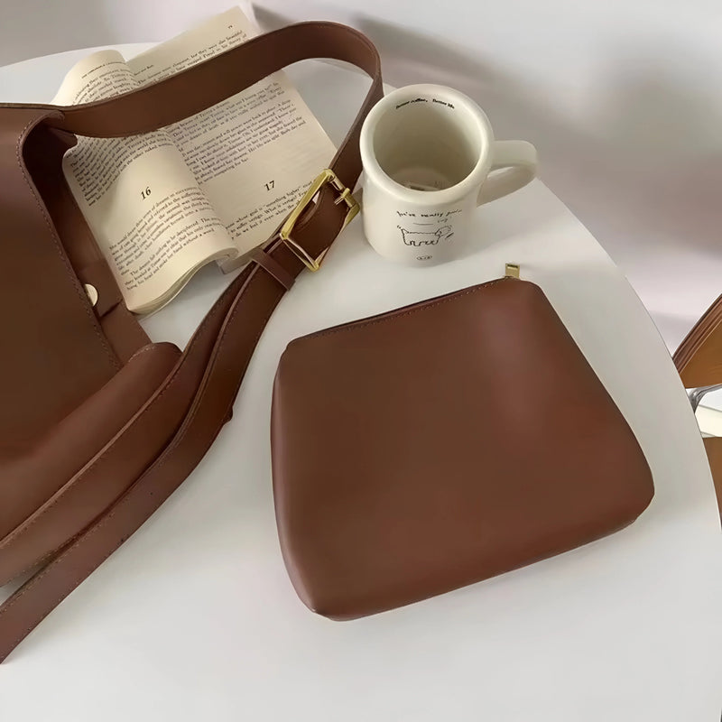 Stilvolles Crossbody-Lederhandtaschen-Set